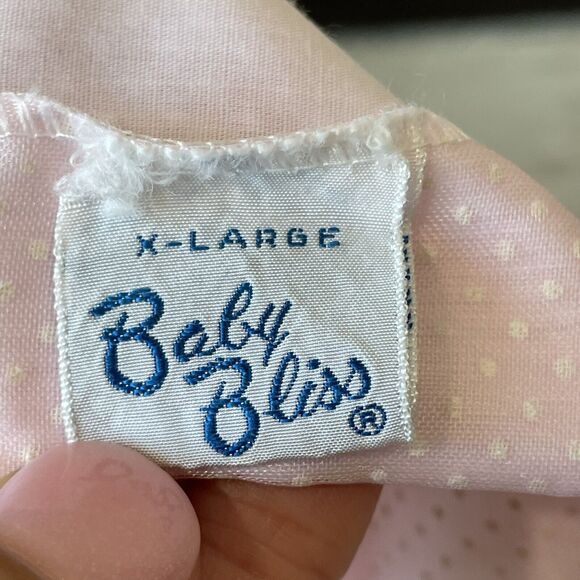 Baby Bliss Pink Dress Swiss Dot Ruffle Apron Tie Bloomers Set Sz XL 60’s Girl - Picture 3 of 9